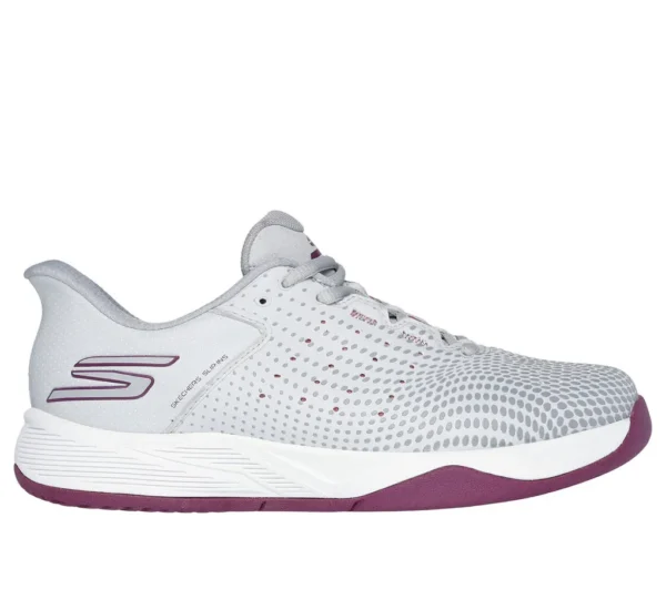 Skechers Women Grey/Purple Slip-ins Relaxed Fit: Viper Court Reload (Designed for Pickleball)